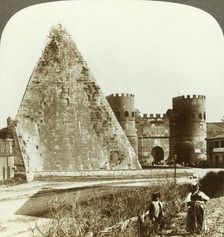 Gate of St. Paul and Pyramid of Gaius Cestius, (N.E.), Rome, Italy c1909. Creator: Unknown