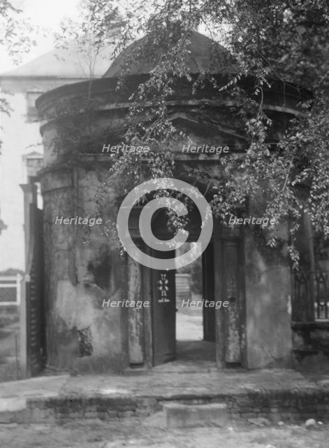 Gatehouse in front of the Joseph Manigault House, 350 Meeting Street, Charleston..., c1920-c1926. Creator: Arnold Genthe.