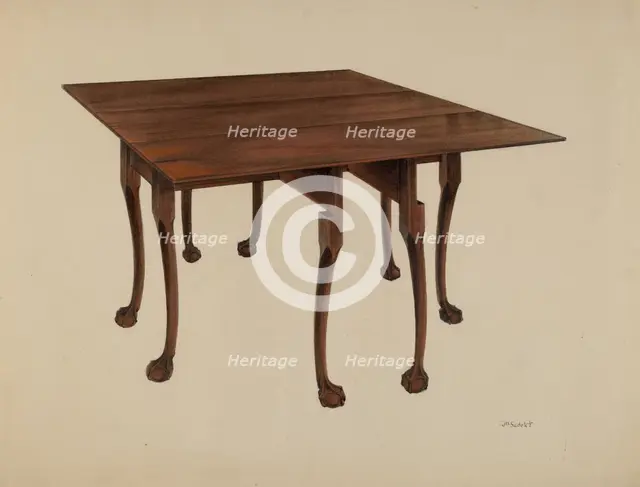 Gatelegged (Table) Ball & Claw Feet, c. 1939. Creator: Joseph Sudek.