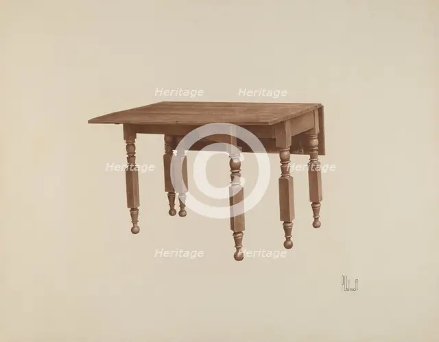 Gateleg Table, c. 1942. Creator: Peter C. Ustinoff.