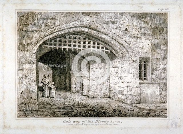 Gateway to the Bloody Tower, Tower of London, 1821. Artist: Anon