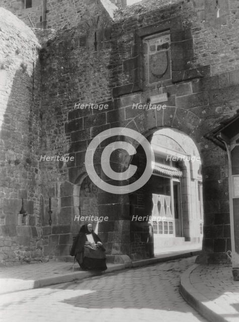 Gateway and entrance to the only street of Mont St Michel, Normandy, France, 20th century. Artist: Unknown
