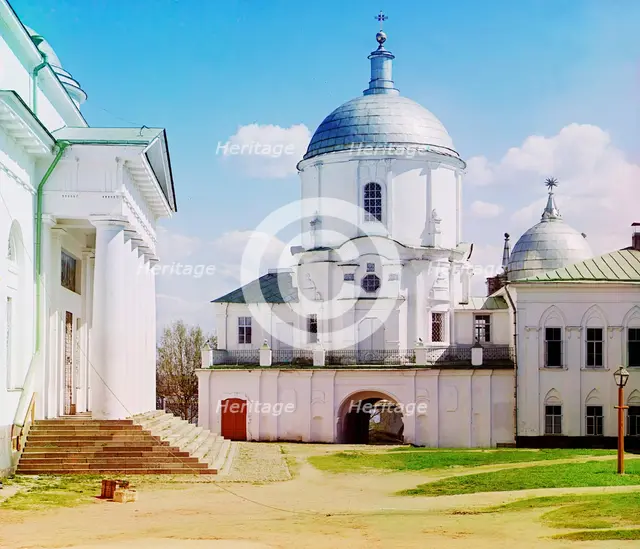 Gateway into Nil's Hermitage [St Nil Stolbensky Monastery, Lake Seliger], 1910. Creator: Sergey Mikhaylovich Prokudin-Gorsky.