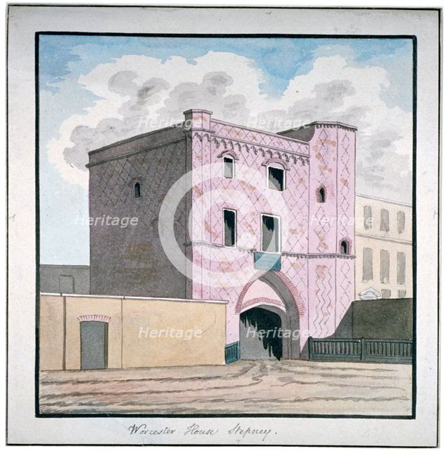 Gateway of Worcester House, Stepney, London, c1810.                                   Artist: Anon