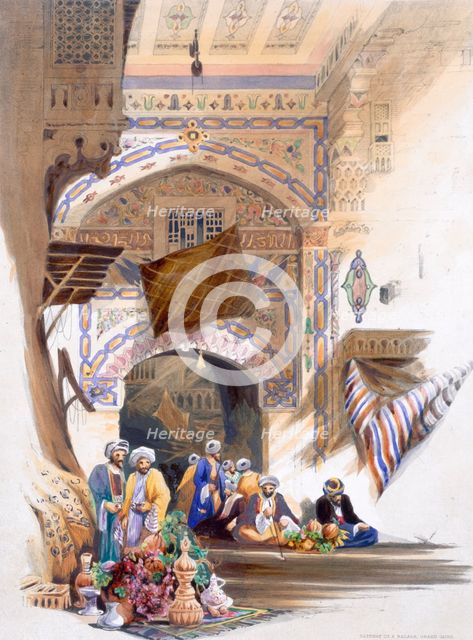 'Gateway of a Bazaar, Grand Cairo', Egypt, 1846. Creator: A Margaretta Burr.