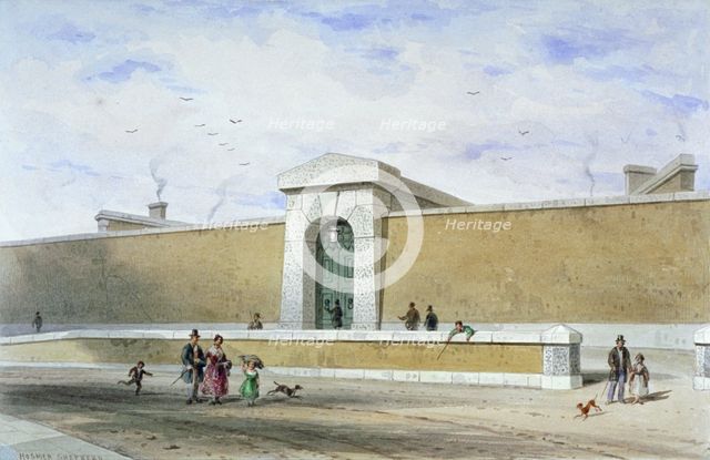 Gateway of Bridewell Prison, Tothill Fields, Westminster, London, c1850.                             Artist: Thomas Hosmer Shepherd