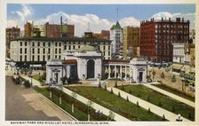 Gateway Park and Nicollet Hotel, Minneapolis, Minnesota, USA, 1915