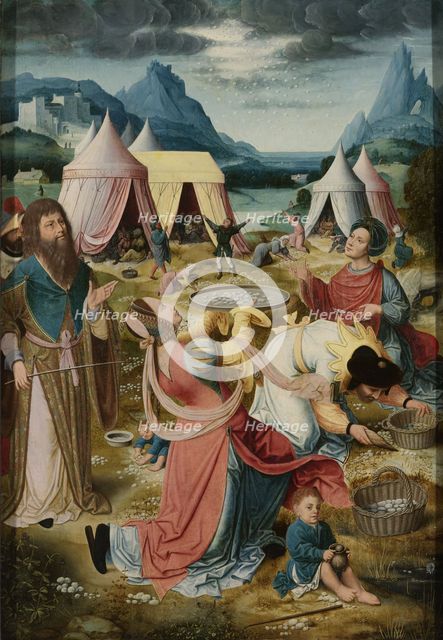 Gathering of Manna (inner, right wing of a triptych), c.1510-c.1520. Creator: Anon.