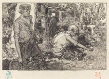 Gathering of May-lily (La cueillette du muguet), 1908. Creator: Auguste Lepere