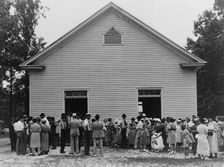 Gathering of congregation after church..., Wheeley's Church, Person County, North Carolina, 1939. Creator: Dorothea Lange
