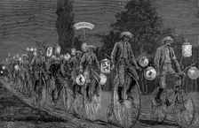 Gathering of the UK cycling clubs at Castle Inn, Woodford, Essex, 1 June 1889. Creator: Unknown