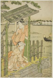 Gathering at a Teahouse on the Bank of the Sumida River, c. 1788/90. Creator: Hosoda Eishi