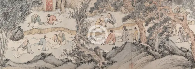 Gathering at the Orchid Pavilion, datable to 1560. Creator: Qian Gu.
