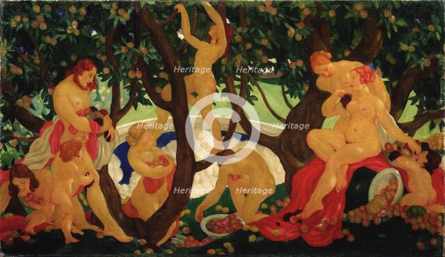 Gathering Apples, 1917. Artist: Yakovlev, Valentin Alexandrovich (1887-1919)
