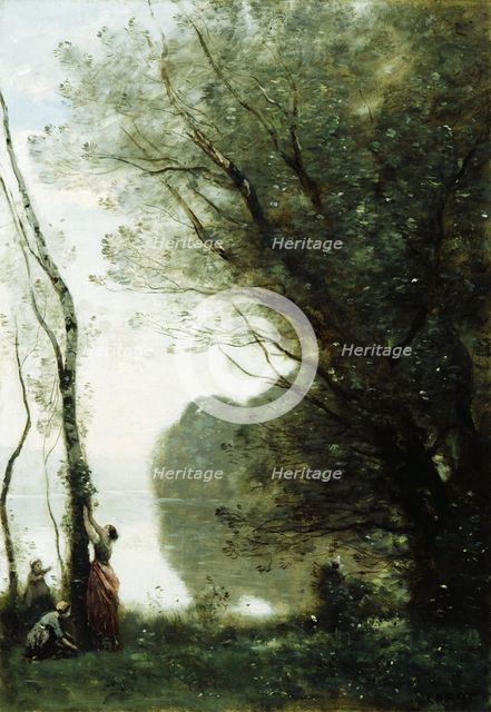 Gathering Fruit at Mortefontaine, between 1800 and 1875. Creator: Jean-Baptiste-Camille Corot.