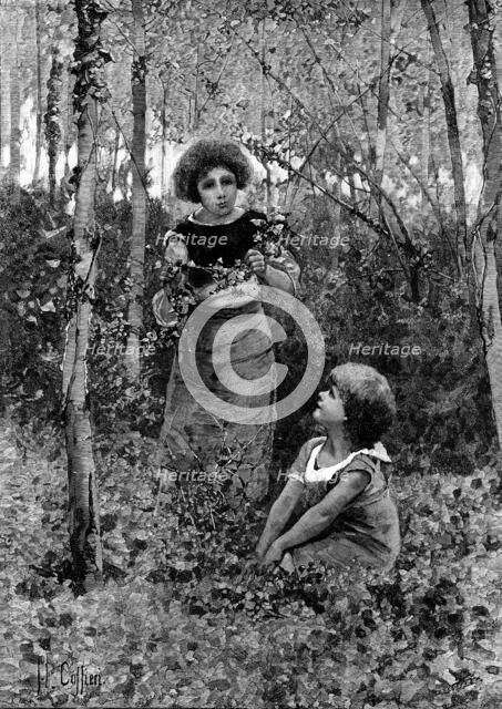 Gathering Ivy for Ball Dresses, drawn by H. Caffieri, 1890. Creator: Lascelles.
