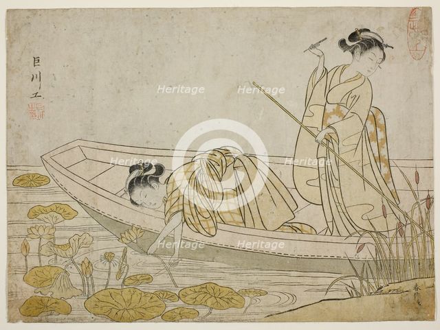 Gathering Lotus Flowers, 1765. Creator: Suzuki Harunobu.