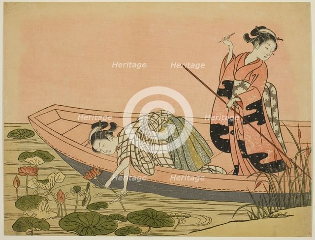 Gathering Lotus Flowers, c. 1765. Creator: Suzuki Harunobu.