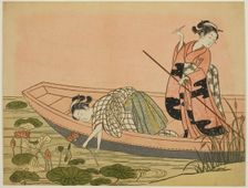 Gathering Lotus Flowers, c. 1765. Creator: Suzuki Harunobu