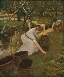 Gathering Plums 1901, (c1930). Creator: Henry Herbert la Thangue