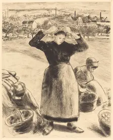 Gathering Potatoes (Recolte de pommes de terre), 1886. Creator: Camille Pissarro