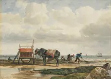 Gathering seaweed, 1860s-1880s. Creator: Richard Beavis