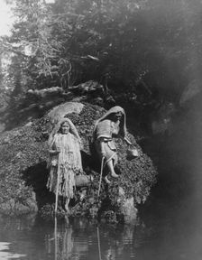 Gathering seaweed-Clayoquot, c1910. Creator: Edward Sheriff Curtis