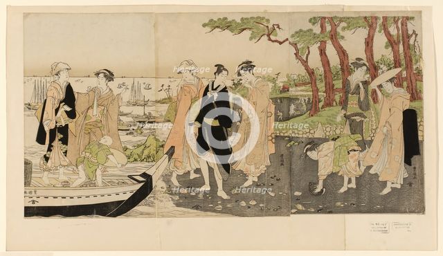 Gathering shell fish at low tide, c. 1789/1801. Creator: Utagawa Toyokuni I.