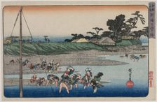 Gathering Shellfish at Low Tide at Susaki, from the series Famous Places in Edo, mid-1830s. Creator: Utagawa Hiroshige (Japanese, 1797-1858)