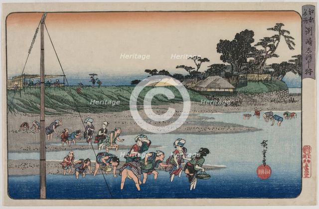 Gathering Shellfish at Low Tide at Susaki, from the series Famous Places in Edo, mid-1830s. Creator: Utagawa Hiroshige (Japanese, 1797-1858).