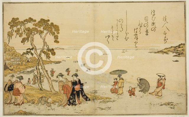 Gathering Shells at Low Tide, from the illustrated book "Gifts from the Ebb Tide...", Japan, 1789. Creator: Kitagawa Utamaro.