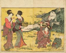 Gathering Spring Herbs. From the Picture Book of Flowers of the Four Seasons (Ehon shiki..., 1801. Creator: Utamaro, Kitagawa (1753-1806)