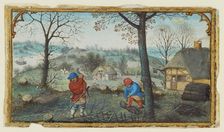 Gathering Twigs; Calendar Miniature from a Book of Hours, about 1550. Creator: Simon Bening