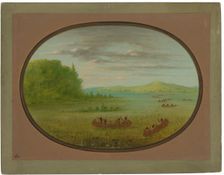 Gathering Wild Rice - Winnebago, 1861/1869. Creator: George Catlin