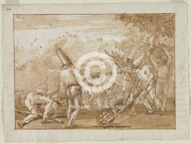 Gathering Wood, late 1790s. Creator: Giovanni Domenico Tiepolo (Italian, 1727-1804).