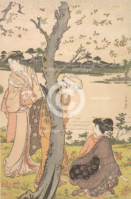 Gathering Young Flowers, late 18th century. Creator: Katsukawa Shuncho.