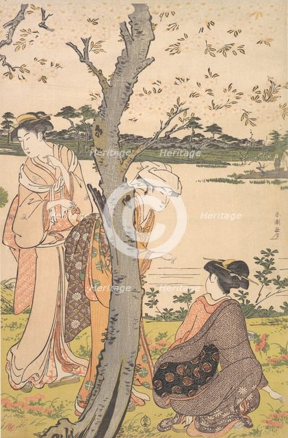 Gathering Young Flowers, late 18th century. Creator: Katsukawa Shuncho.