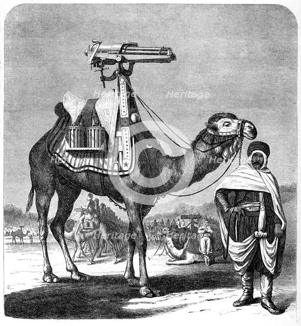Gatling rapid fire gun, 1862.   Artist: Anon