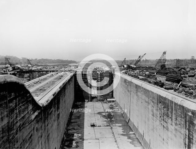 Gatun Lock chamber, Panama Canal, between 1910 and 1914. Creator: Unknown.