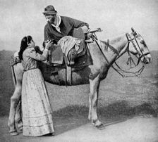 Gaucho sweethearts exchange mate cups, Argentina, 1922