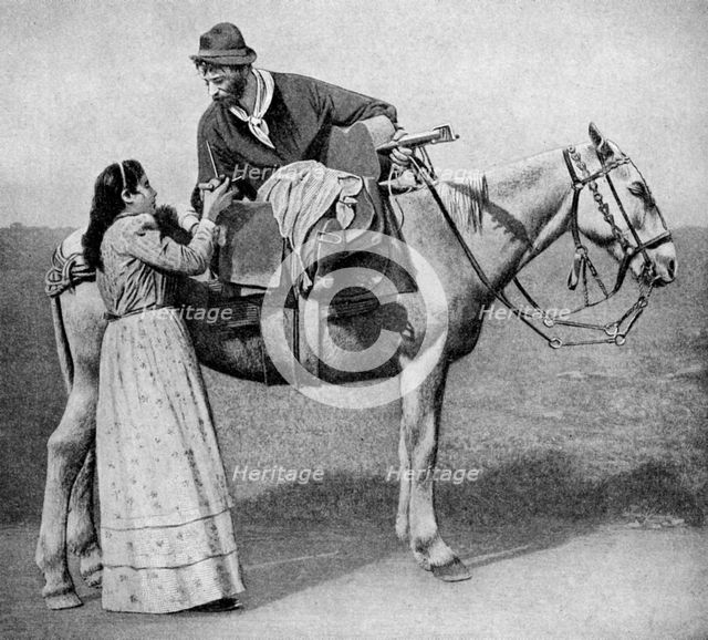 Gaucho sweethearts exchange mate cups, Argentina, 1922. Artist: Unknown
