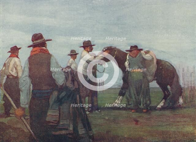 'Gauchos Breaking in a Young Horse', 1916. Artist: A S Forrest.