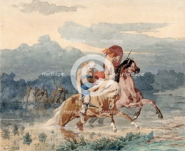 Gauls chased by Roman soldiers, c 1870. Creator: Luminais, Évariste Vital (1822-1896).