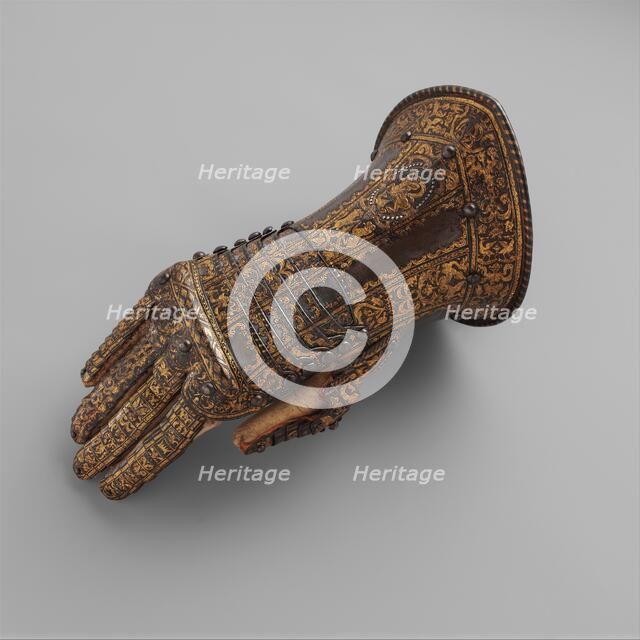 Gauntlet for the Right Hand, Belonging to the armour of Don Alonzo Pérez de Guzman el Bueno, c1580. Creator: Unknown.