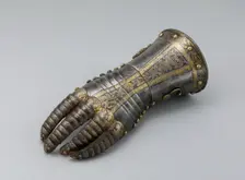Gauntlet from a Tournament Garniture of a Hapsburg Prince, Augsburg, 1571. Creator: Anton Peffenhauser