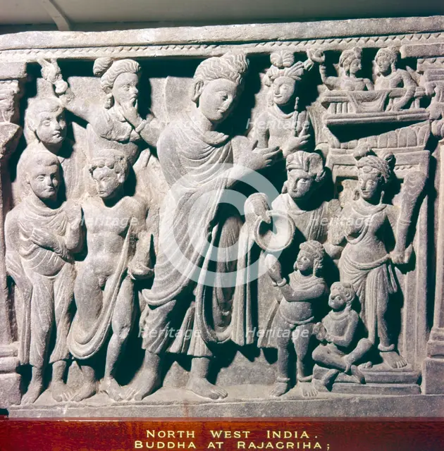 Gautama Buddha at Rajagriha, the Offering of Dust c2nd century. Artist: Unknown.