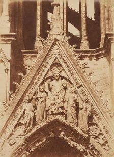 Gable: Christ of the Apocalypse Surrounded by Angels Carrying Instruments..., Reims Cathedral, c1851 Creator: Henri Le Secq