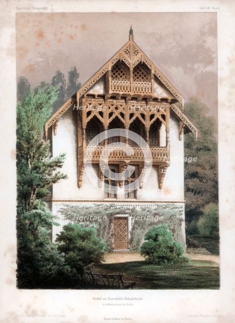 Gable on a residential building, Schonhausen, near Berlin, Germany, c1850. Artist: Anst von W Loeillot