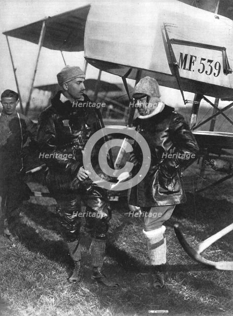 'Gabriele D'Annunzio et son pilote, le capitaine Ermanno Beltramo', c1916. Creator: Unknown.