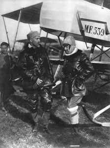 Gabriele D'Annunzio et son pilote, le capitaine Ermanno Beltramo c1916. Creator: Unknown